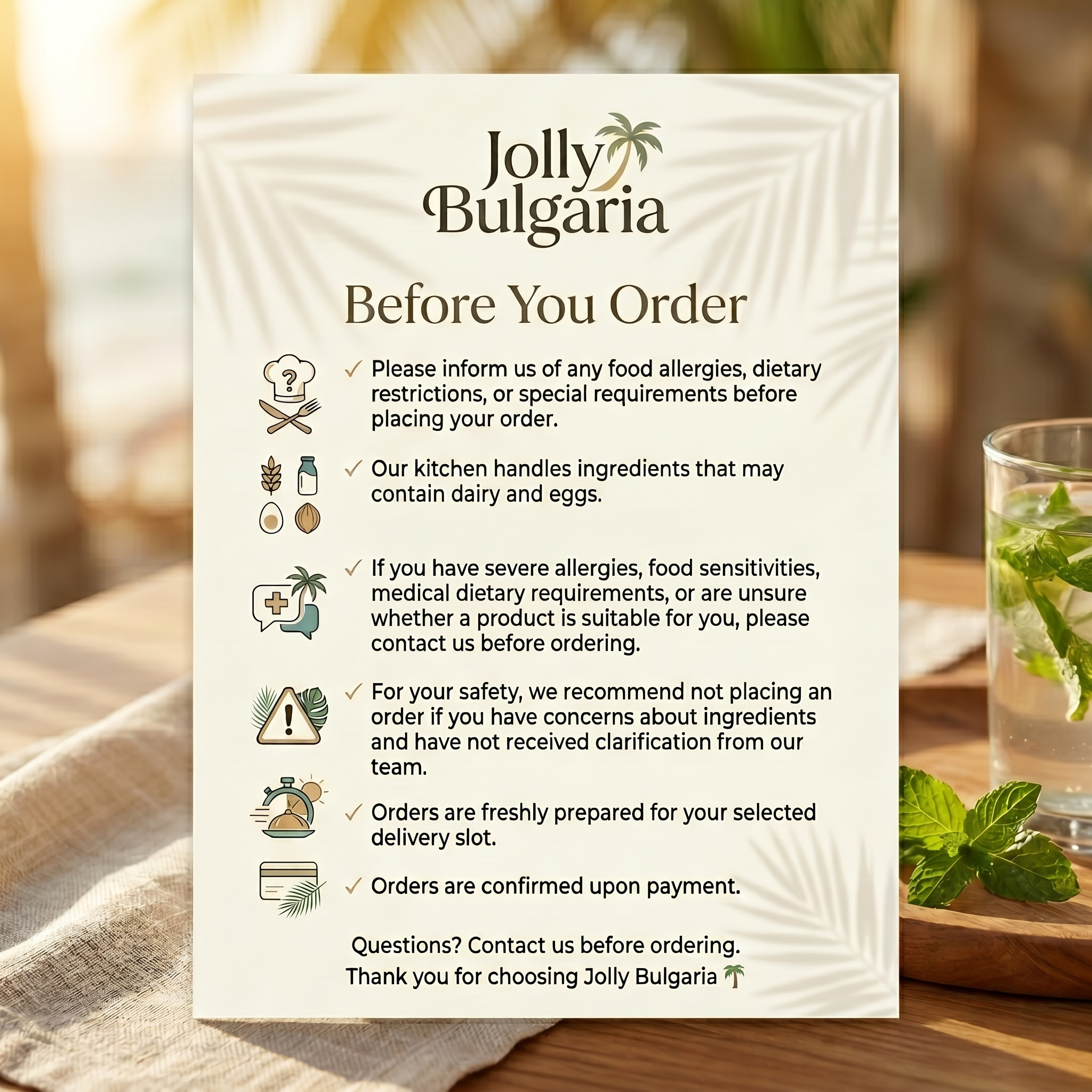 Before You Order