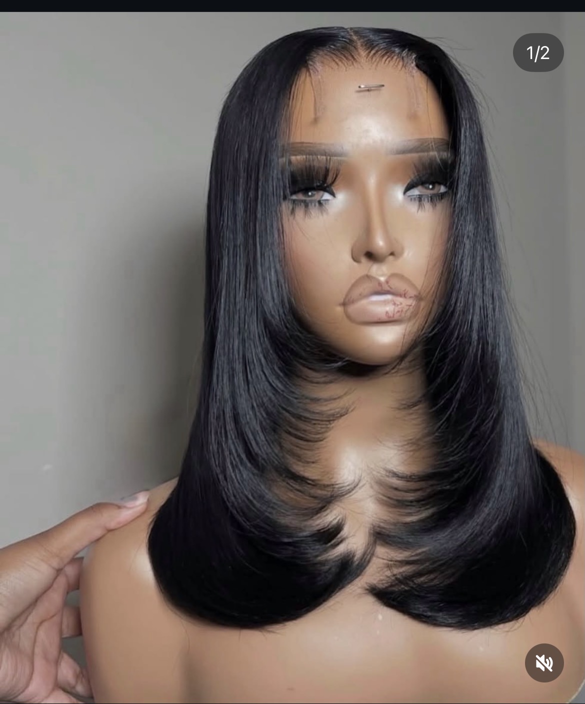 LAYERED THICK STRANDS| 16/18 INCHES| 5/5  HD LACE CLOSURE  STRAIGHT WIG