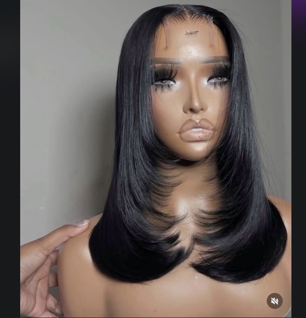LAYERED THICK STRANDS| 16/18 INCHES| 5/5  HD LACE CLOSURE  STRAIGHT WIG