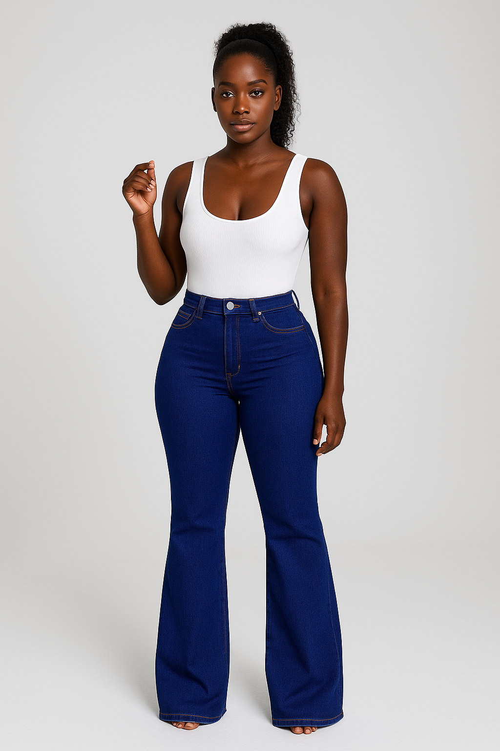 DARK BLUE BOOTCUT DENIM JEANS image