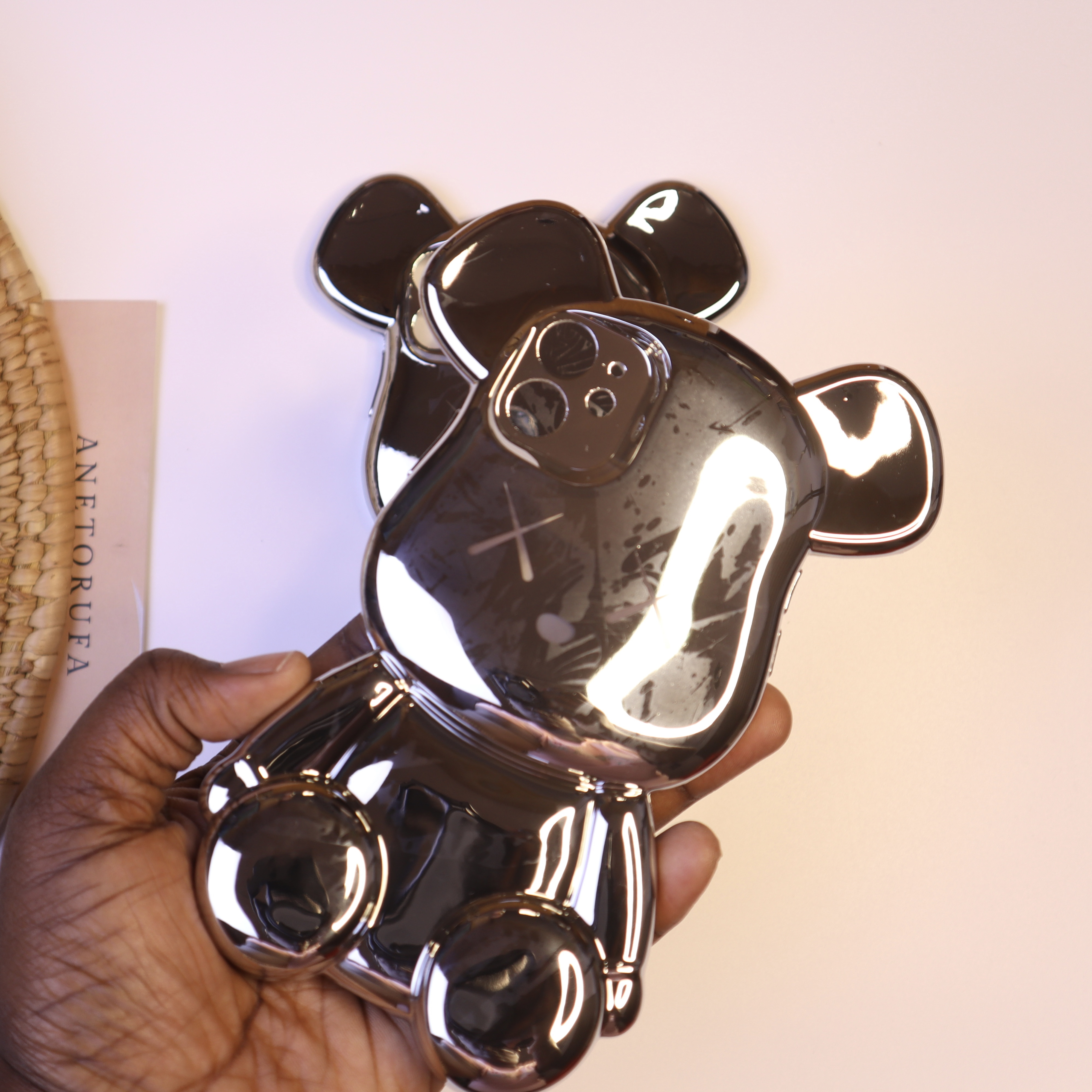 SILVER PLATING BEAR PHONE CASE