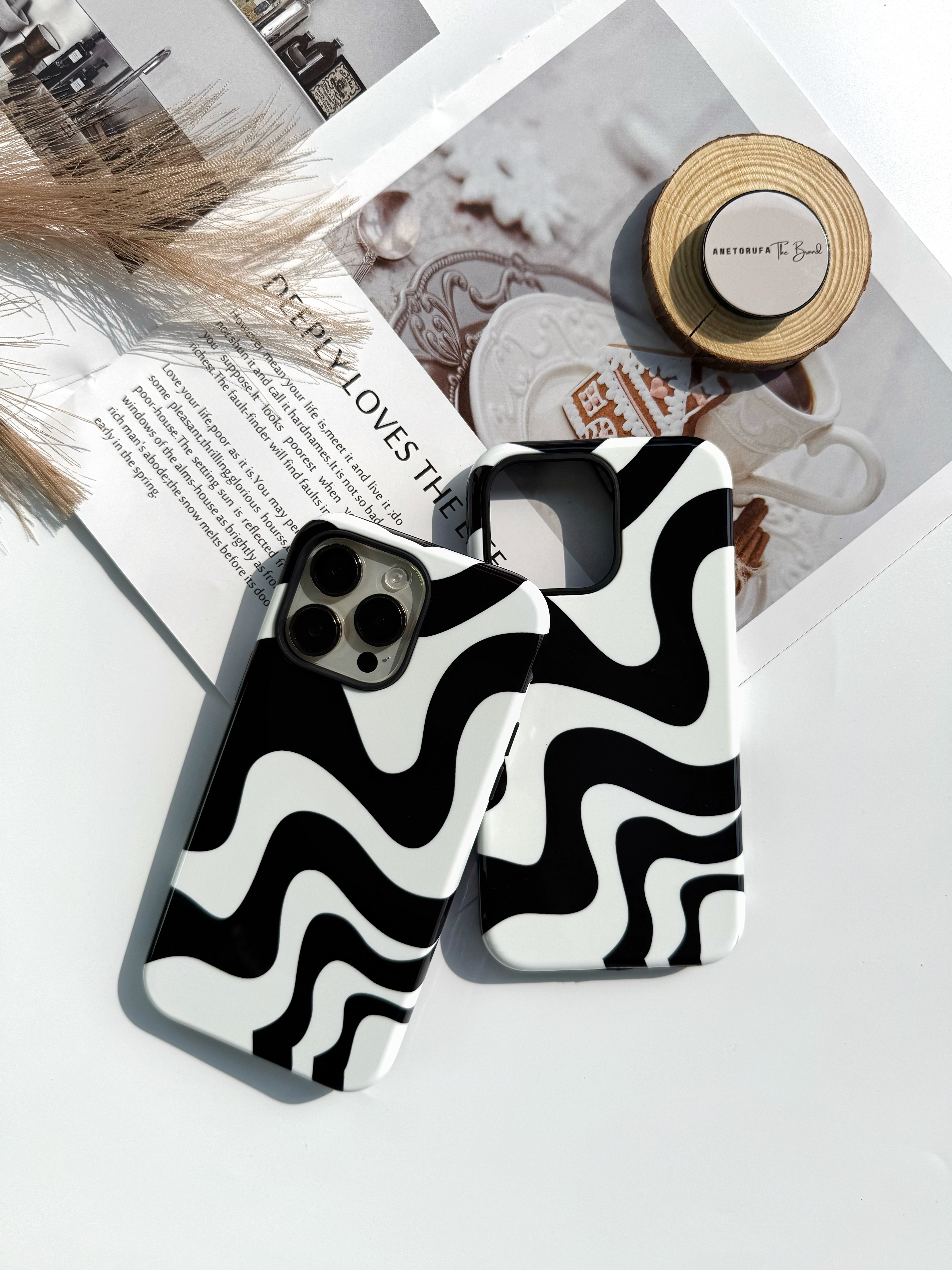 2IN1 MONOCHROME WAVES PHONE CASE image