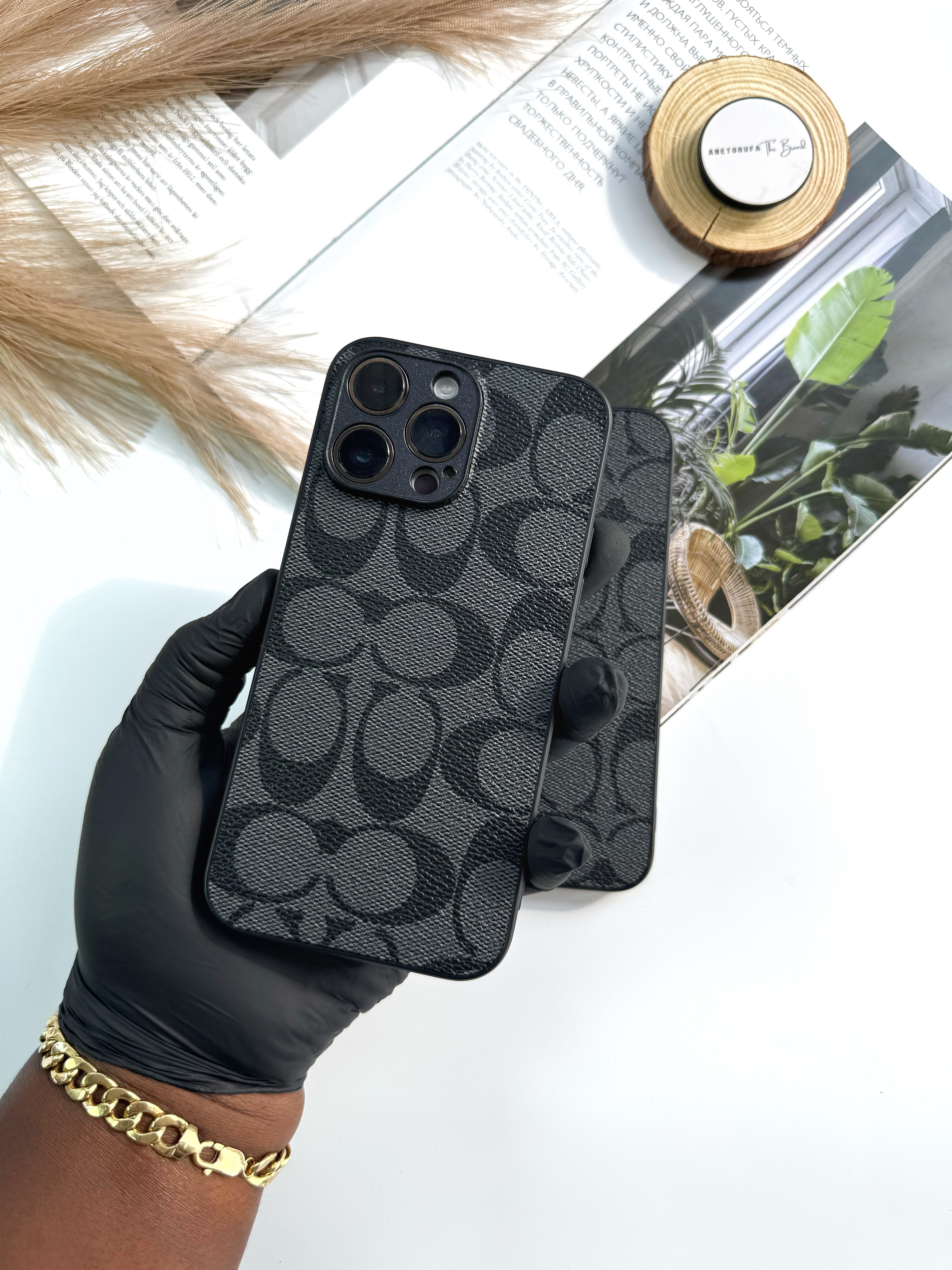 BLACK COACH PHONE CASE