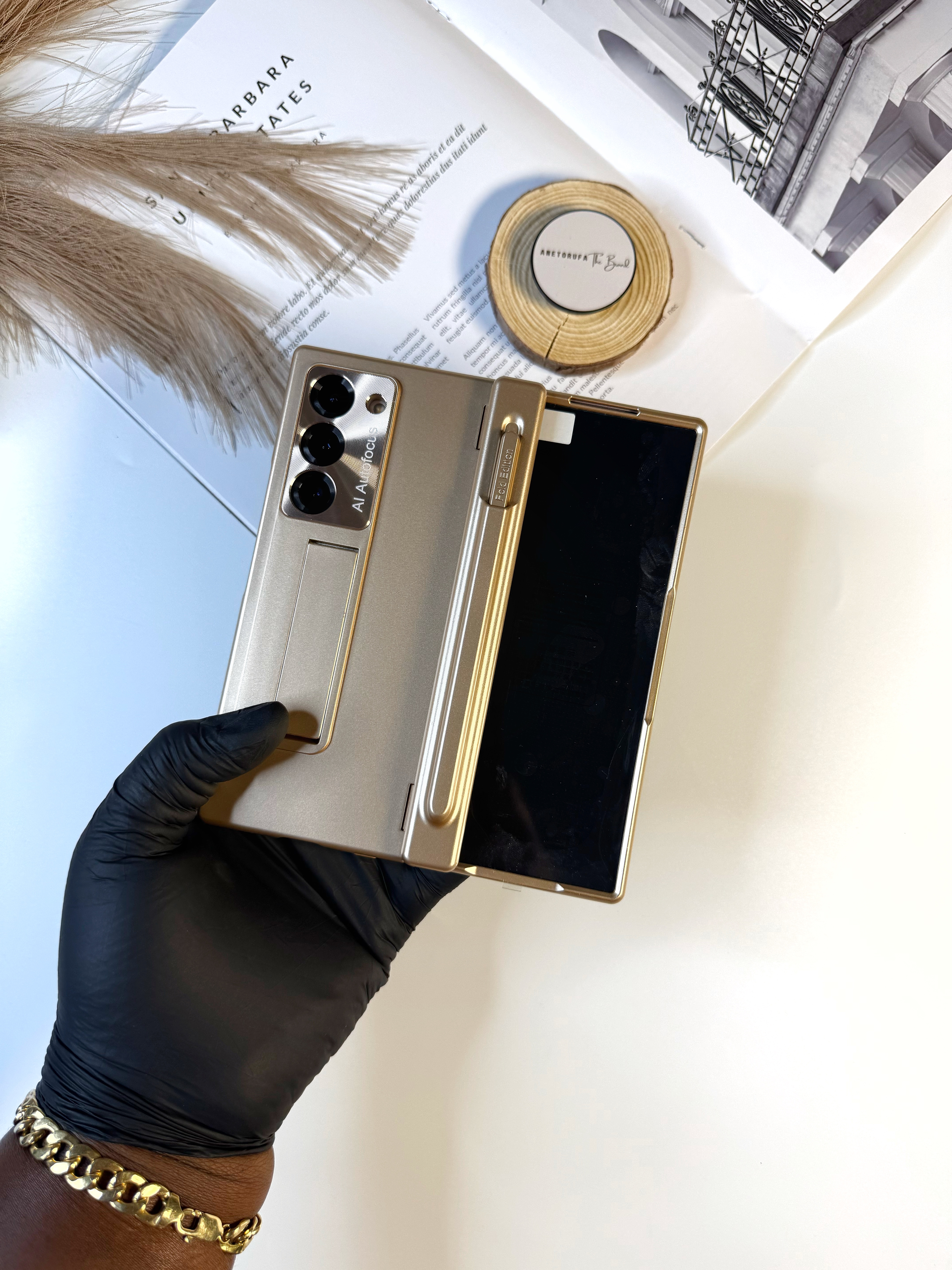 GOLD ARMOR FOLD PHONE CASE