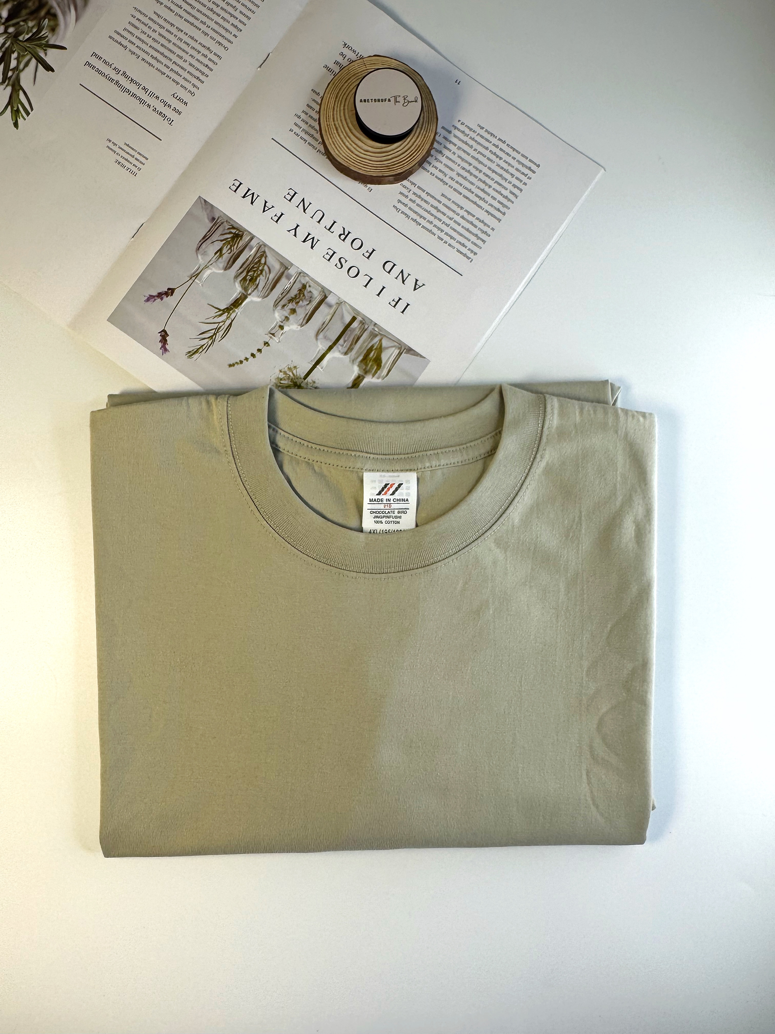 LIGHT GREEN PLAIN COTTON TEE SHIRT image