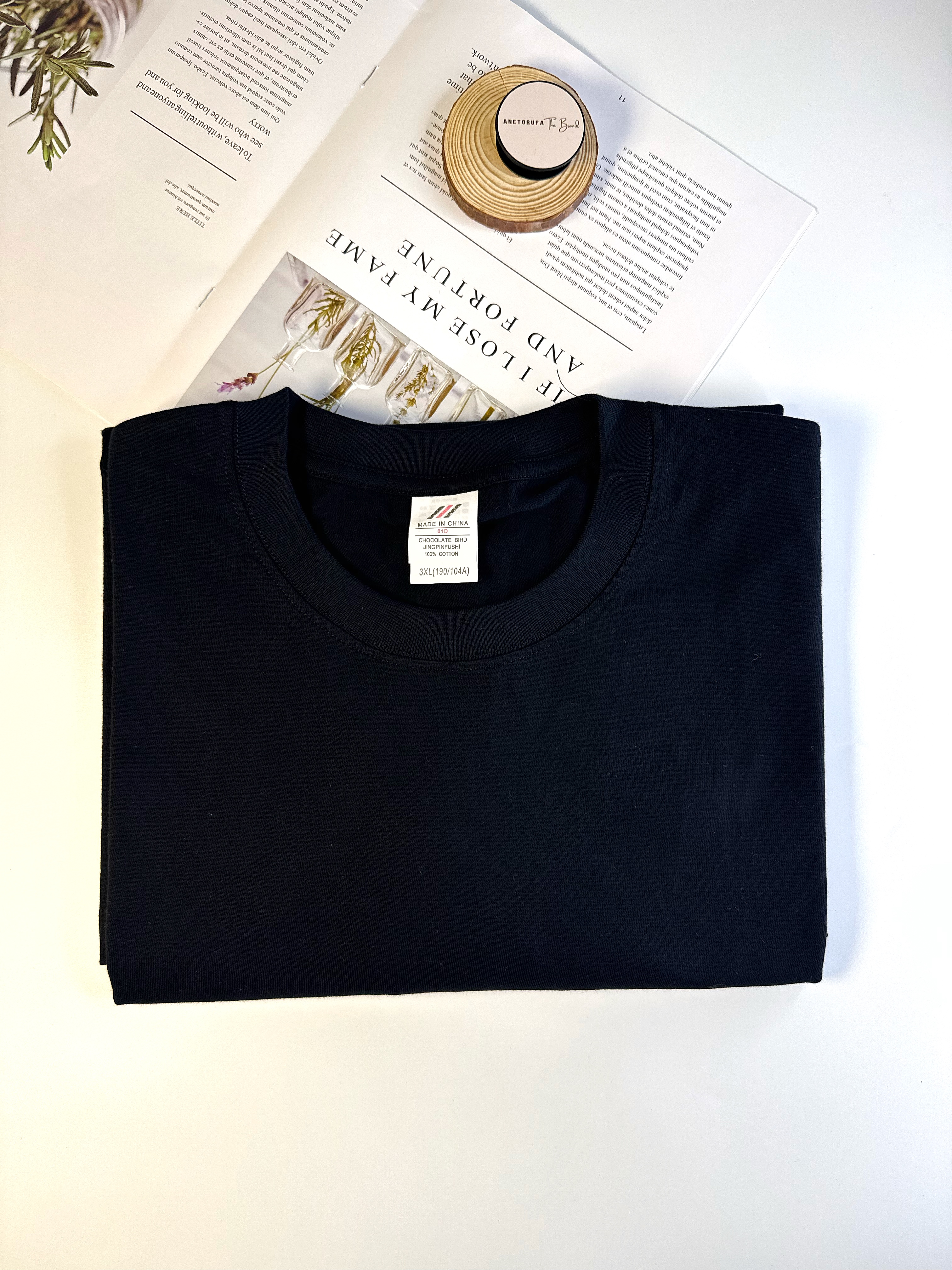 BLACK PLAIN COTTON TEE SHIRT image