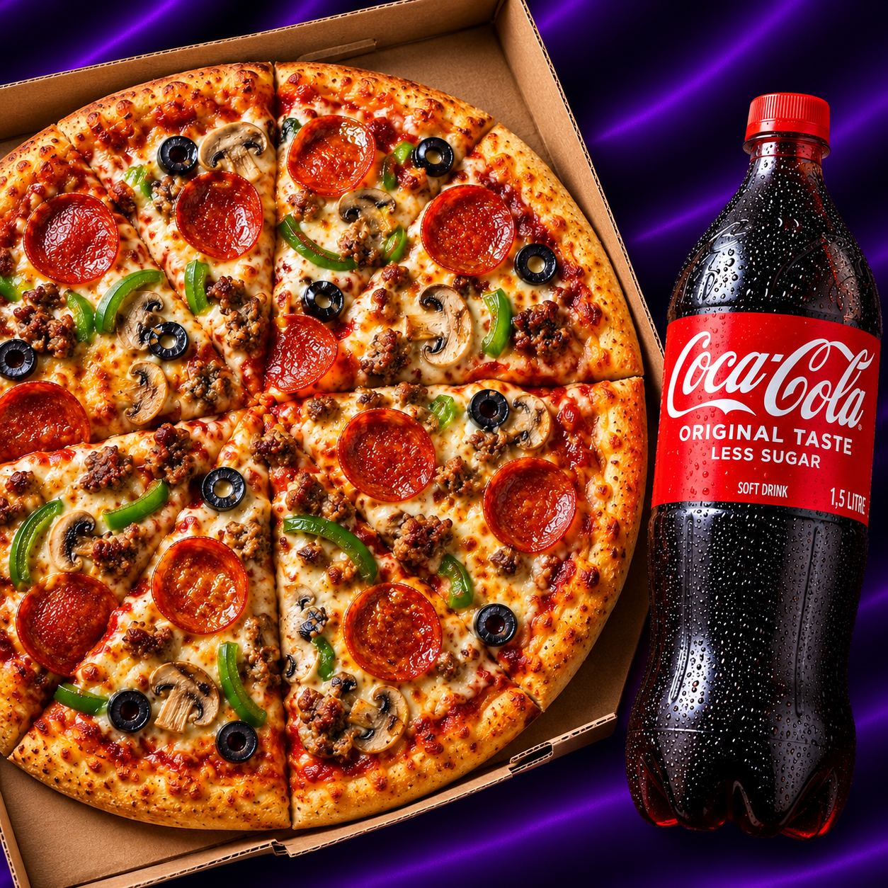 Pepperoni Supreme Pizza 1.5L Cola image