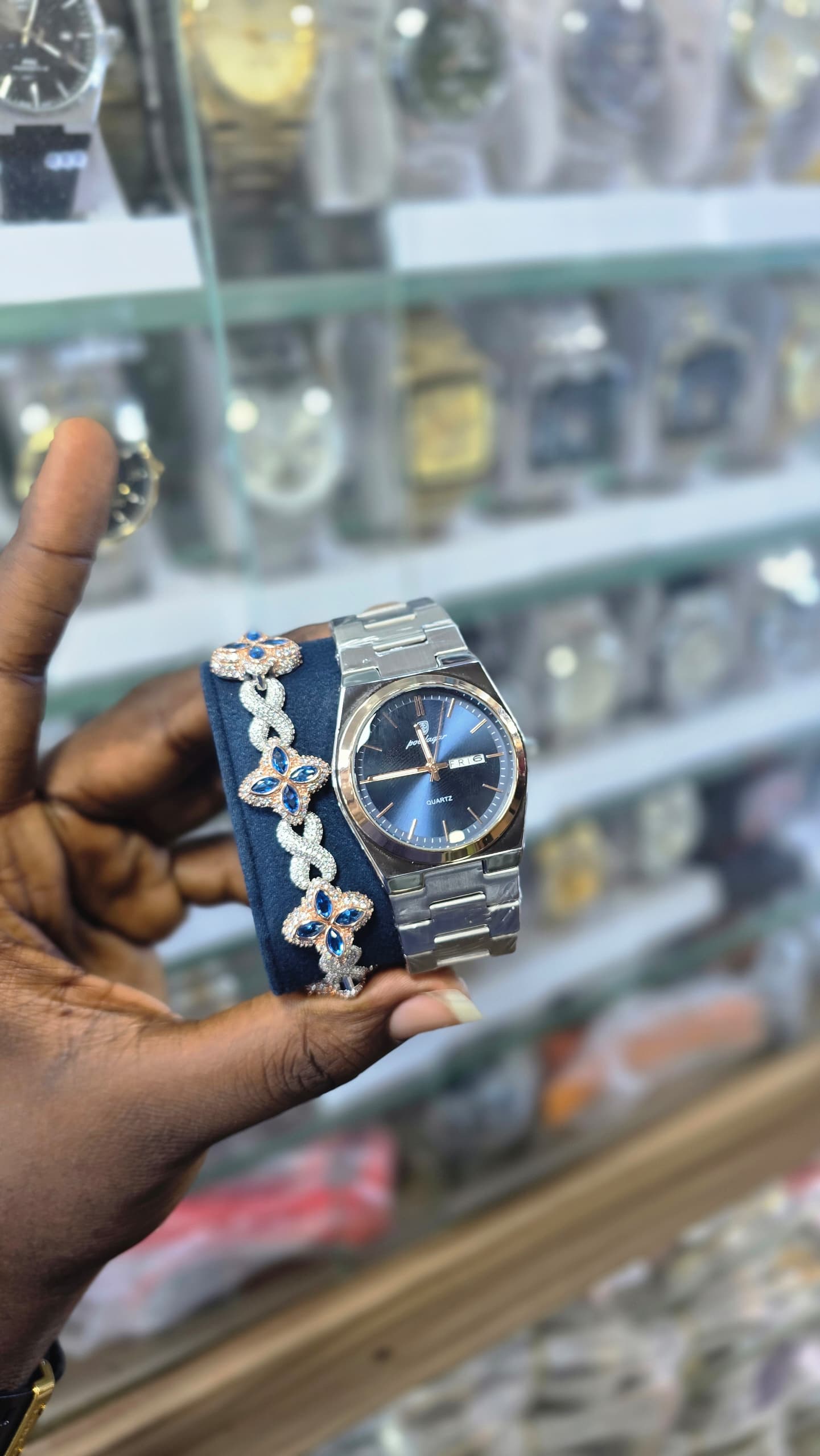 Poedagar watch with mossainite bracelet for men image