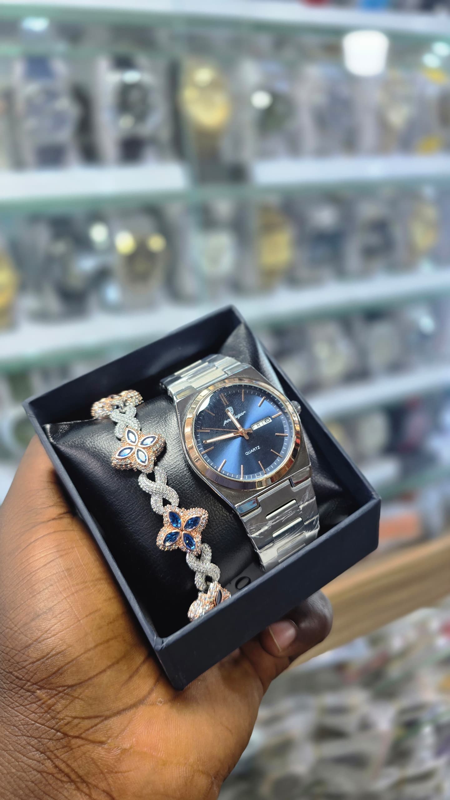 Poedagar watch with mossainite bracelet for men image