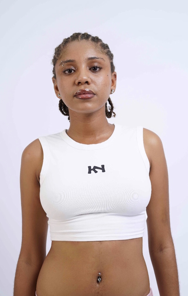 Kn White Ribbed Rowing Top image