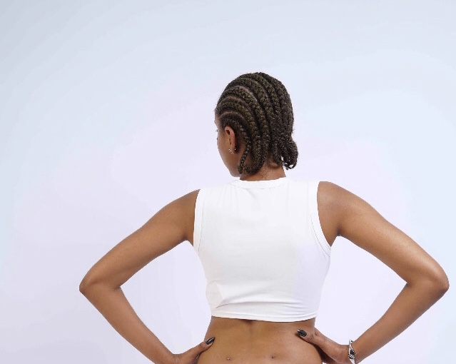 Kn White Ribbed Rowing Top image