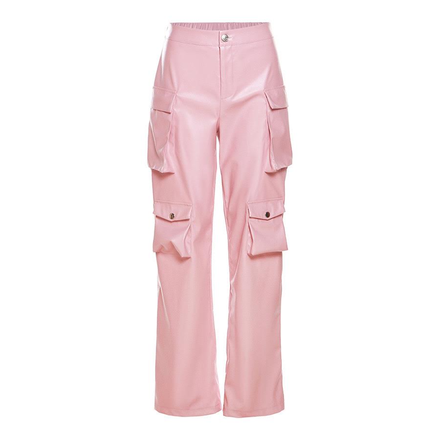 Blush Luxe Leather cargo pants image