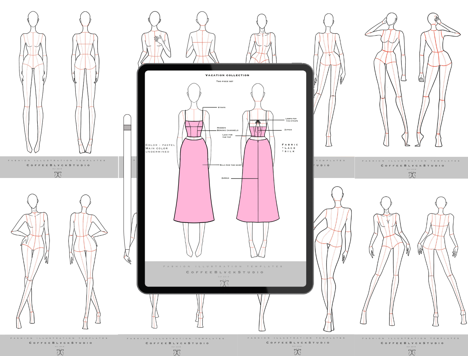 10 Fashion Figure Stencils – For quick Sketches & Design Development image