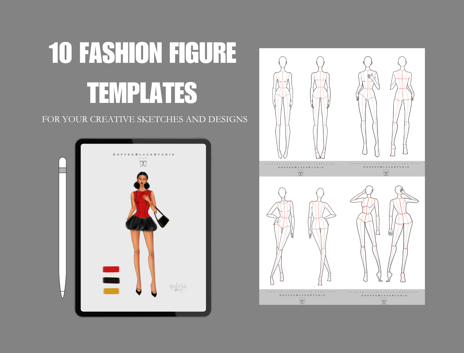 10 Fashion Figure Stencils – For quick Sketches & Design Development image