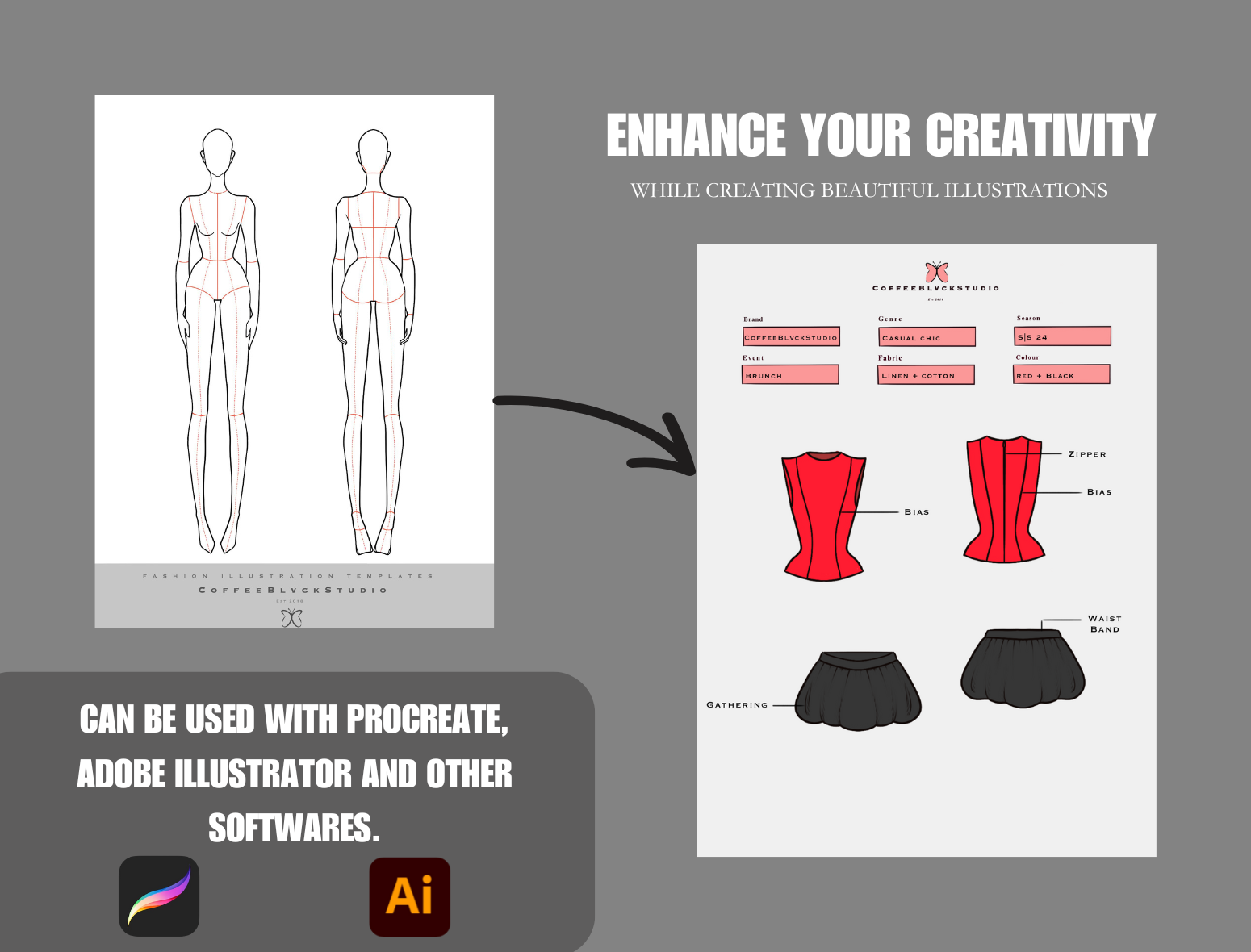 10 Fashion Figure Stencils – For quick Sketches & Design Development image