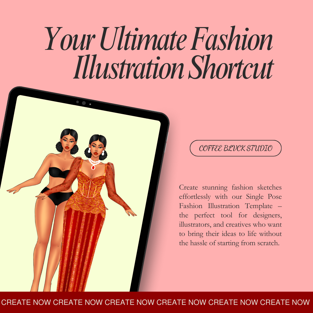 2 Symmetrical Fashion Illustration Template – Single Pose image