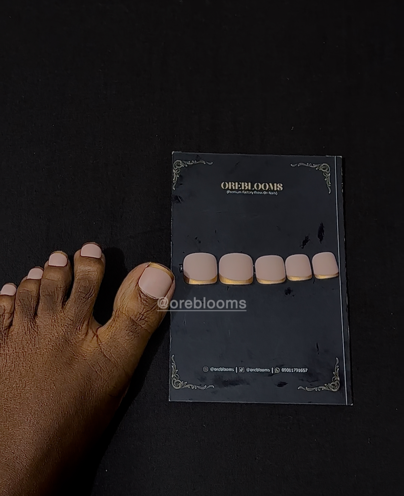 TN10 Toe Nails Nude Matte Gold French Tip