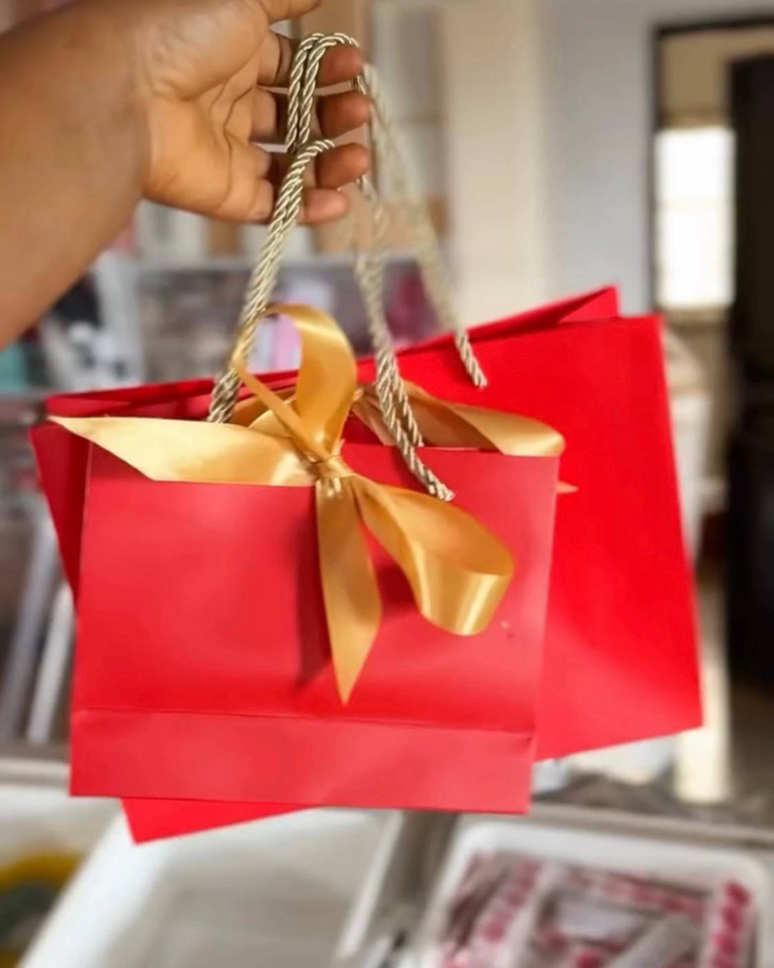 Red Paper Bag with Ribbon