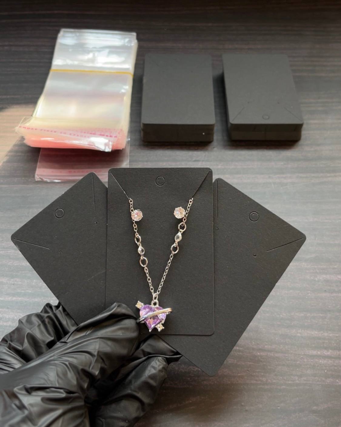 Plain Jewelry Display Card with Transparent Nylon - 20pcs