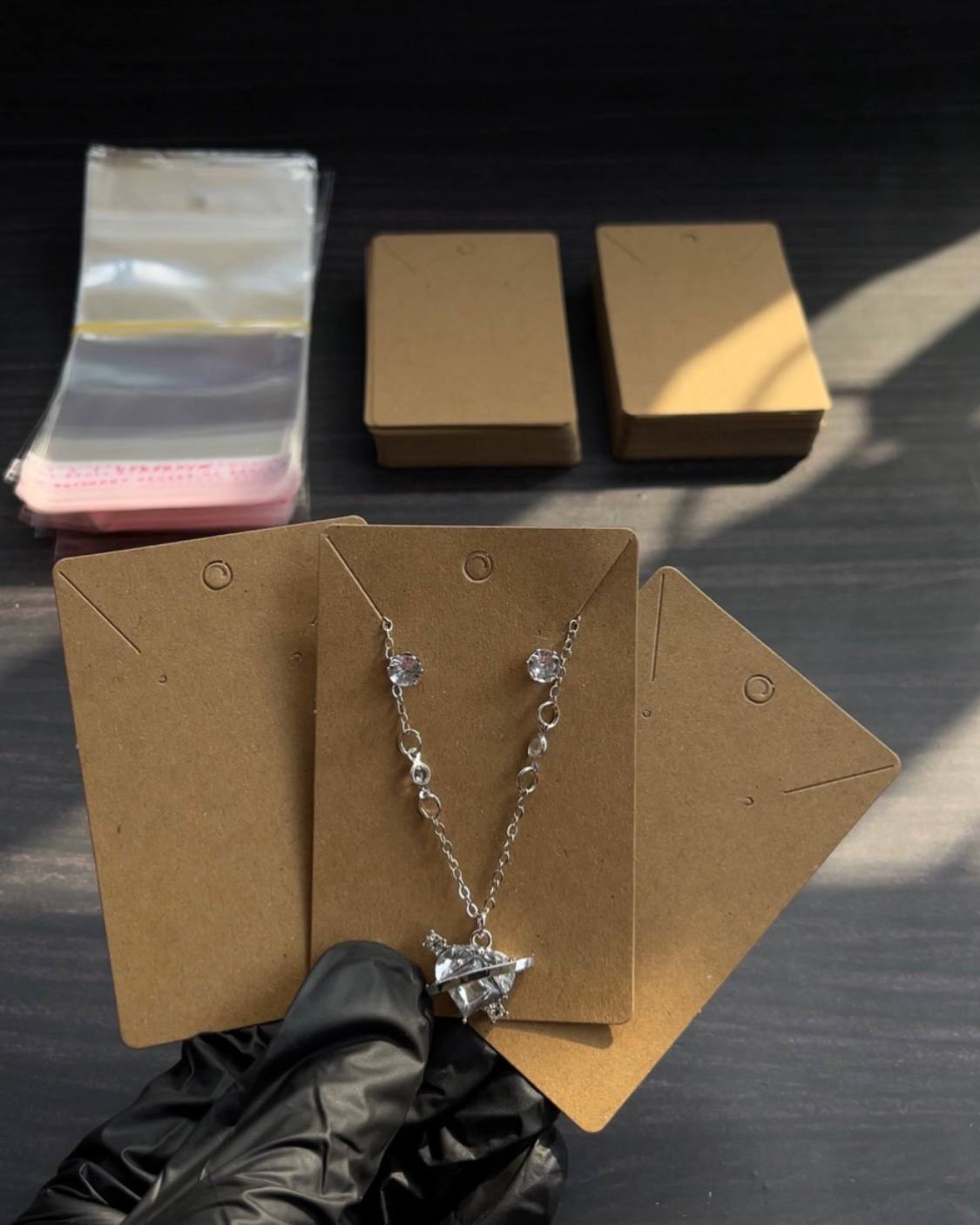 Plain Jewelry Display Card with Transparent Nylon - 20pcs