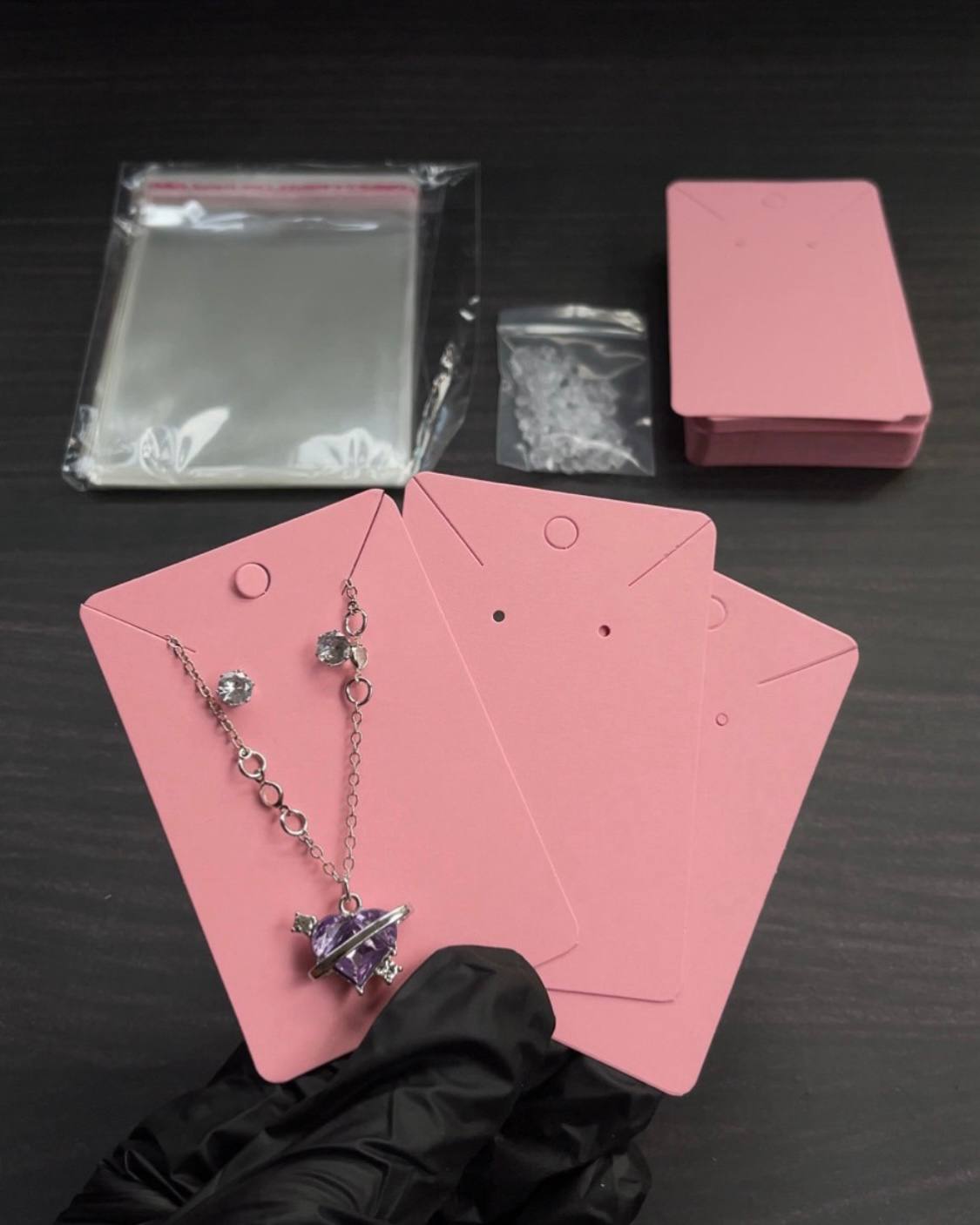 Plain Jewelry Display Card with Transparent Nylon - 20pcs