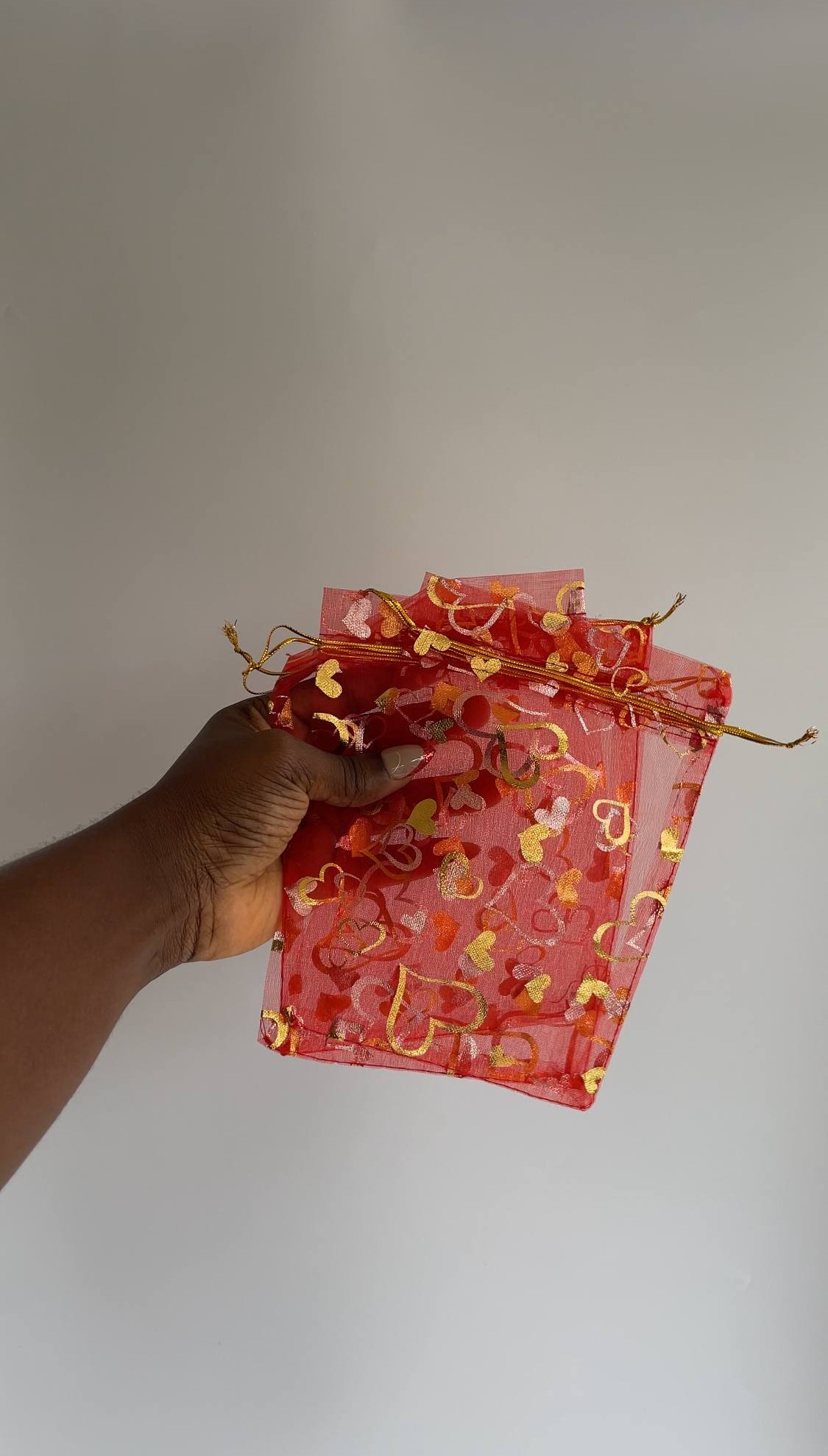 Medium Heart Organza Bags - 10pcs