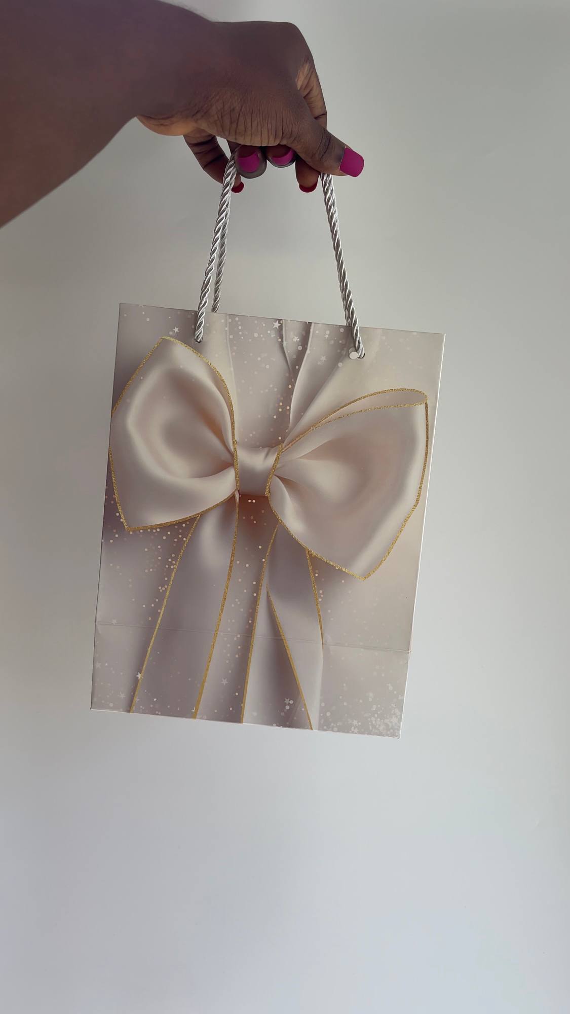 Cute White Bow Paper Bag