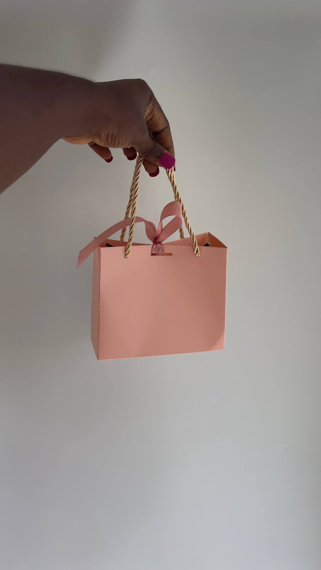 Pink Paper Bag with Ribbon