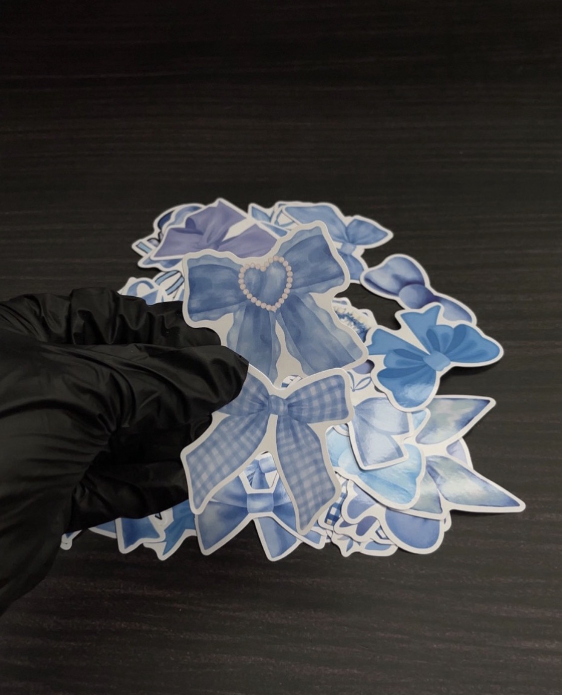 Blue Bow Stickers - 20pcs image