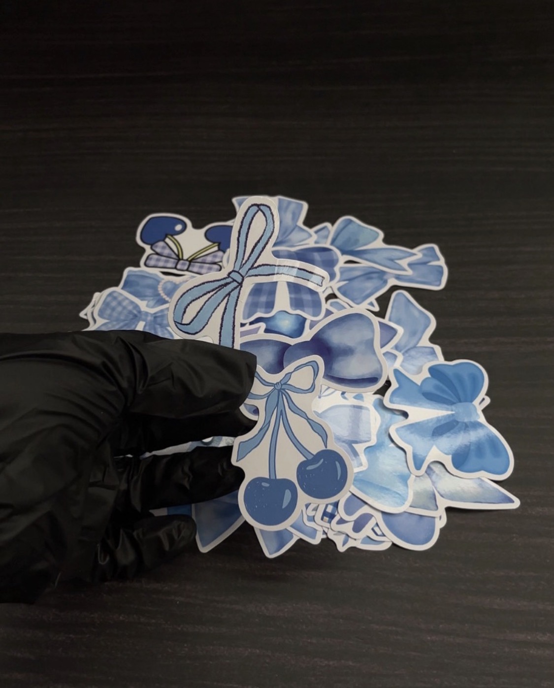 Blue Bow Stickers - 20pcs image