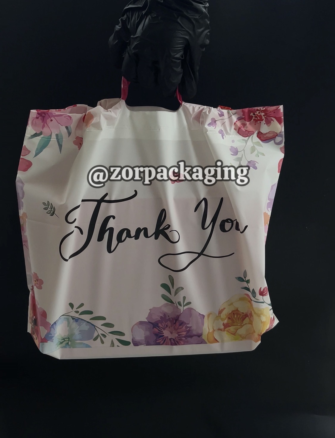 Floral Thank You Drawstring Bag - 10pcs