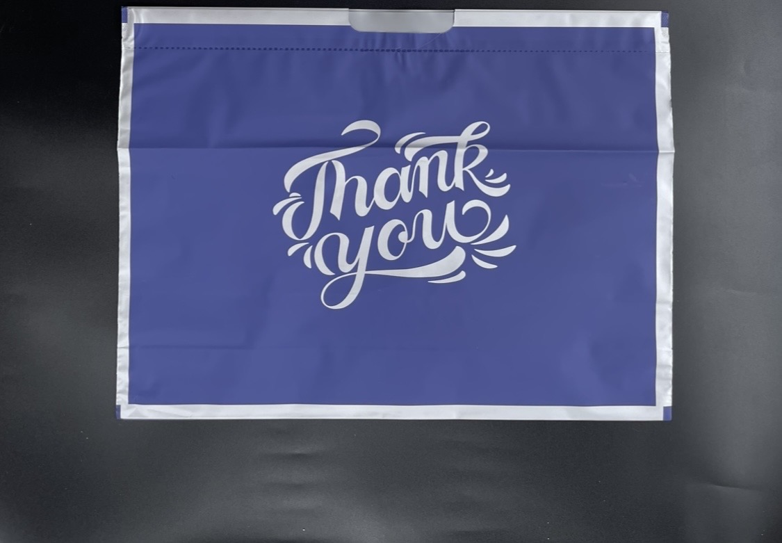 Blue Thank You Drawstring Bag