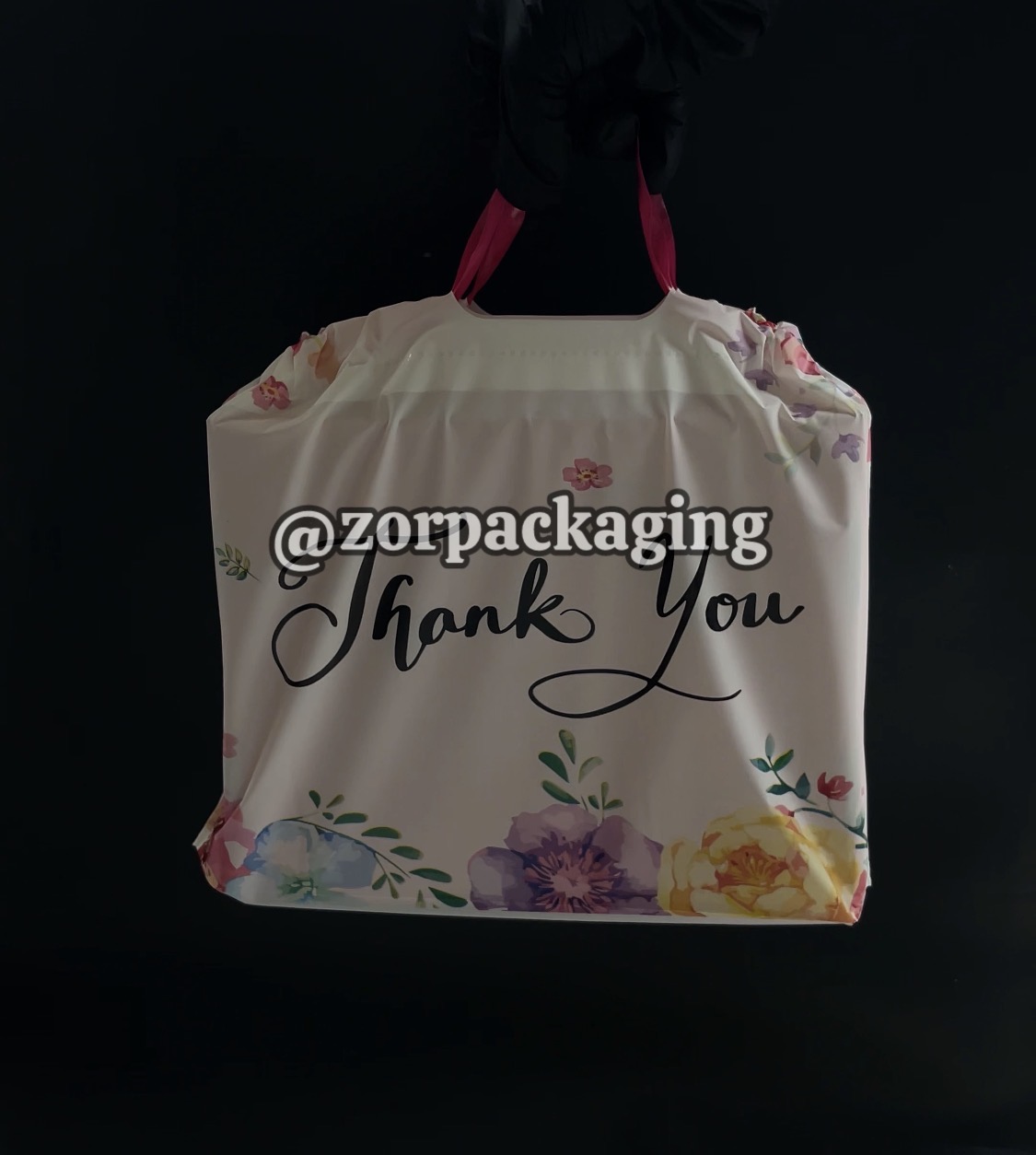 Floral Thank You Drawstring Bag - 10pcs