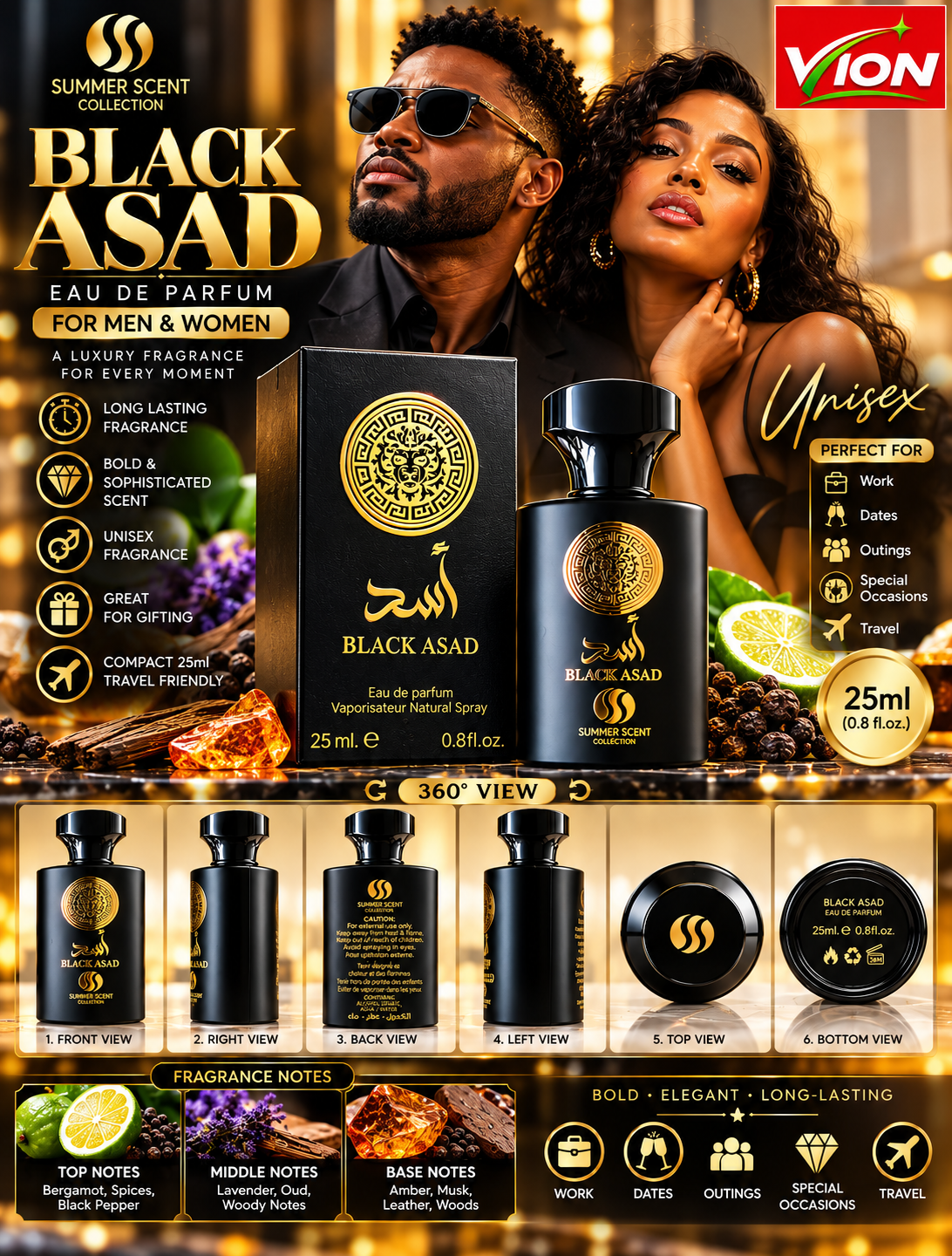 Black Asad Perfume 25ml – Bold, Long-Lasting Fragrance for Men | Summer Scent Collection image