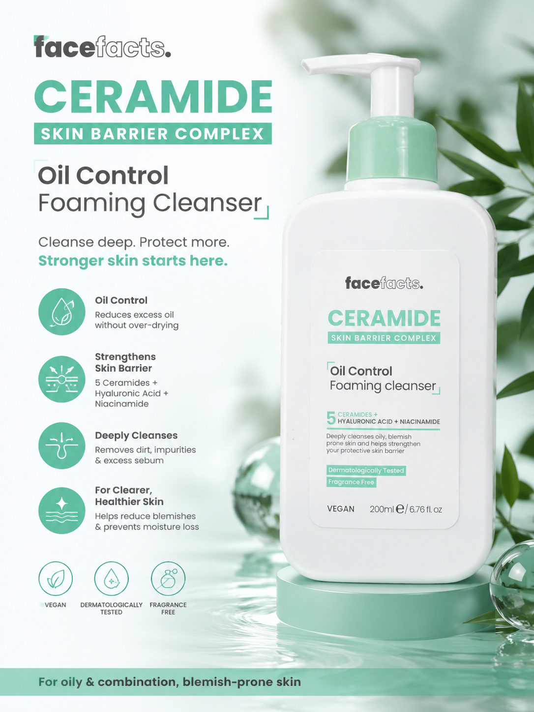 Face Facts Ceramide Skin Barrier Complex Oil Control Foaming Cleanser. image