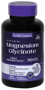 Earth's Creation Natural Magnesium glycinate 360mg 90 capsules image