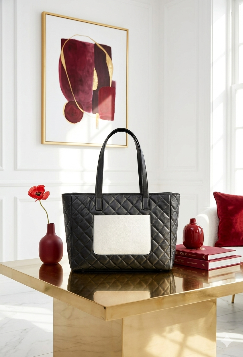 The Monochrome Quilted Tote Bag second image