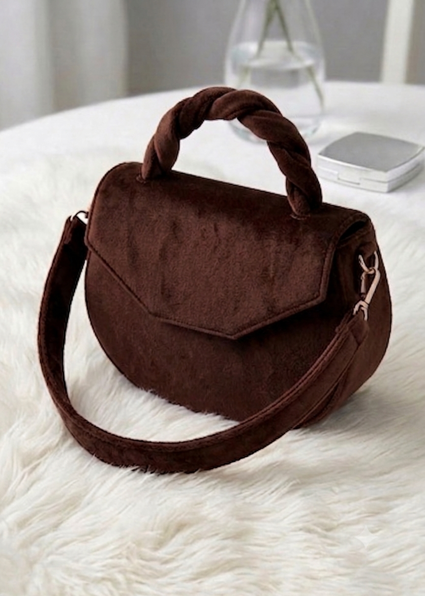 The Twisted Velvet Satchel | Burnt Orange Crossbody