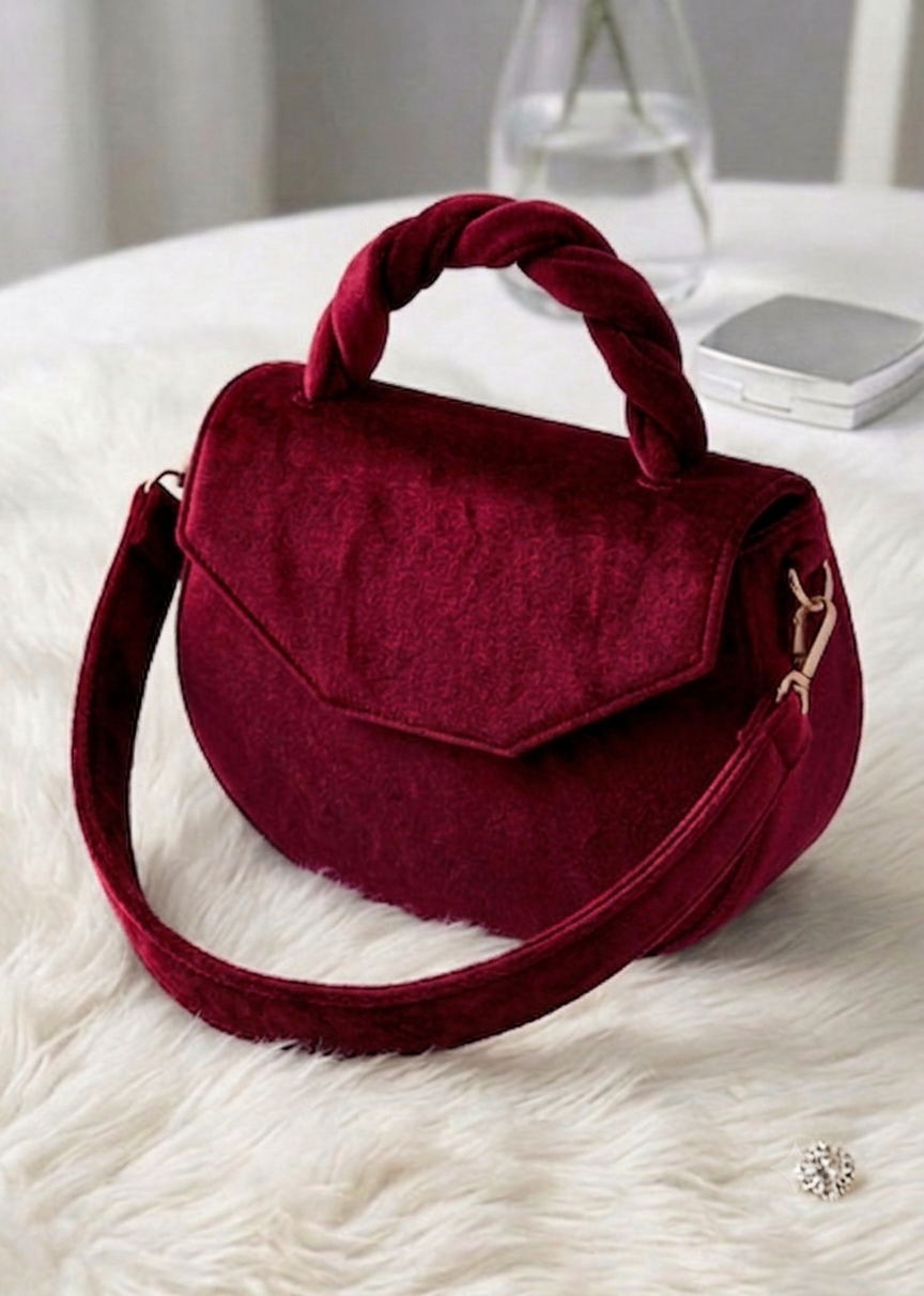 The Twisted Velvet Satchel | Burnt Orange Crossbody