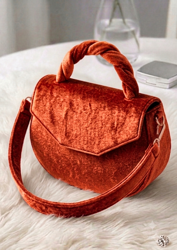 The Twisted Velvet Satchel | Burnt Orange Crossbody