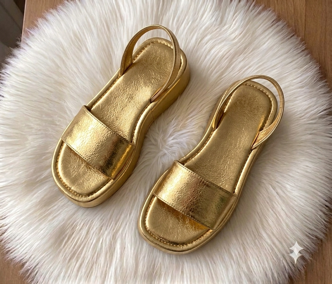 Metallic Gold Slingback Sandals | Handcrafted Luxury Footwear | Lazuda Afrique