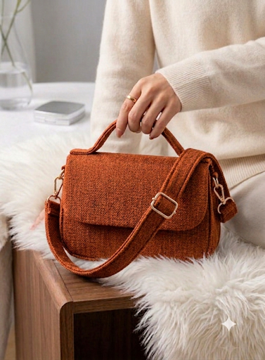The Harvest Tweed Flap Bag | Rust Orange Crossbody