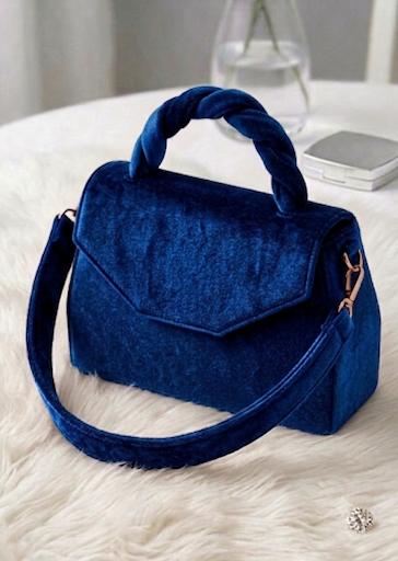 The Twisted Velvet Satchel | Royal Blue Crossbody