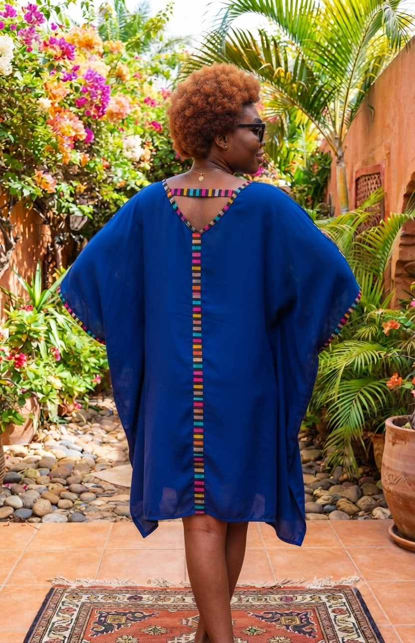 Lazuda Afrique | Vibrant Royal Blue Multistripe Kaftan Dress second image