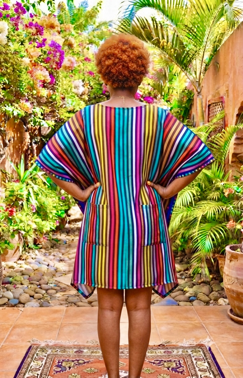 Vibrant Striped Kaftan Dress | Casual Bohemian Resort Wear Image