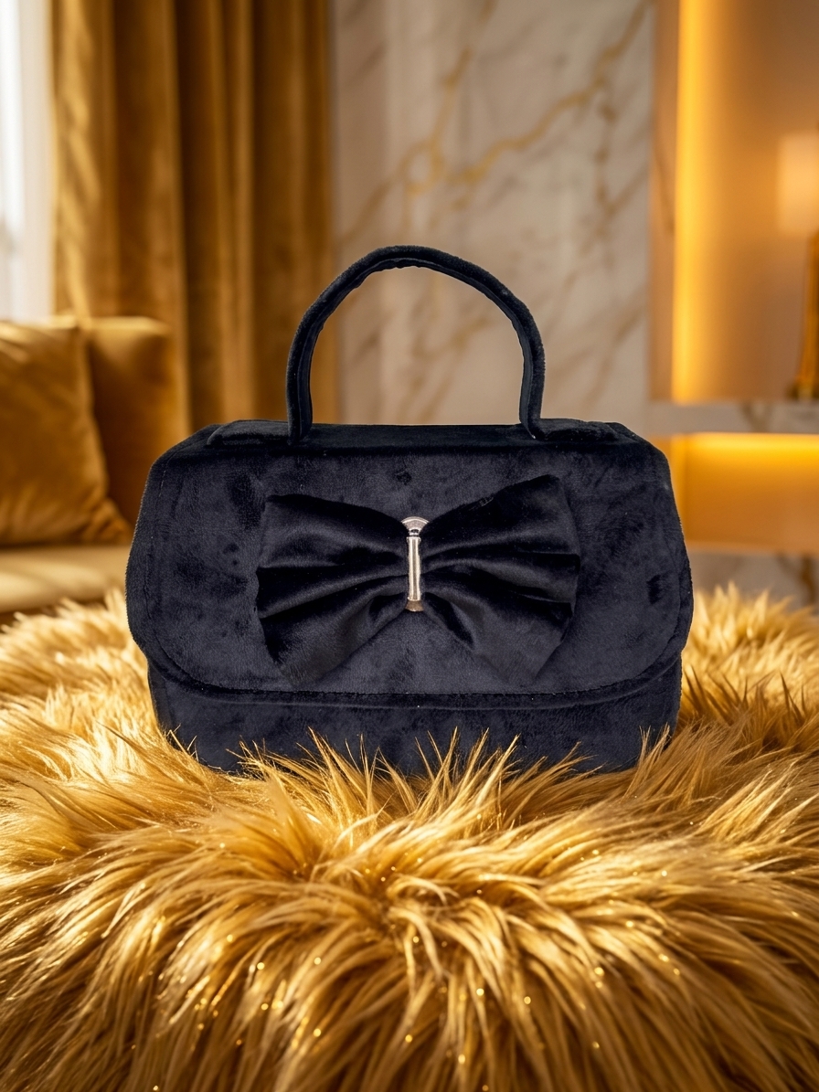 Velvet Bow Chain Crossbody Bag
