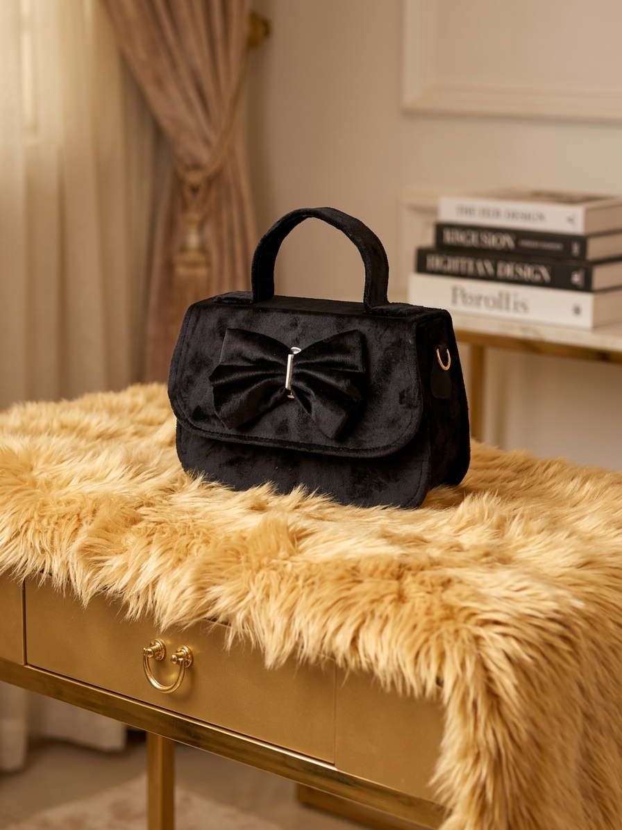 Velvet Bow Chain Crossbody Bag