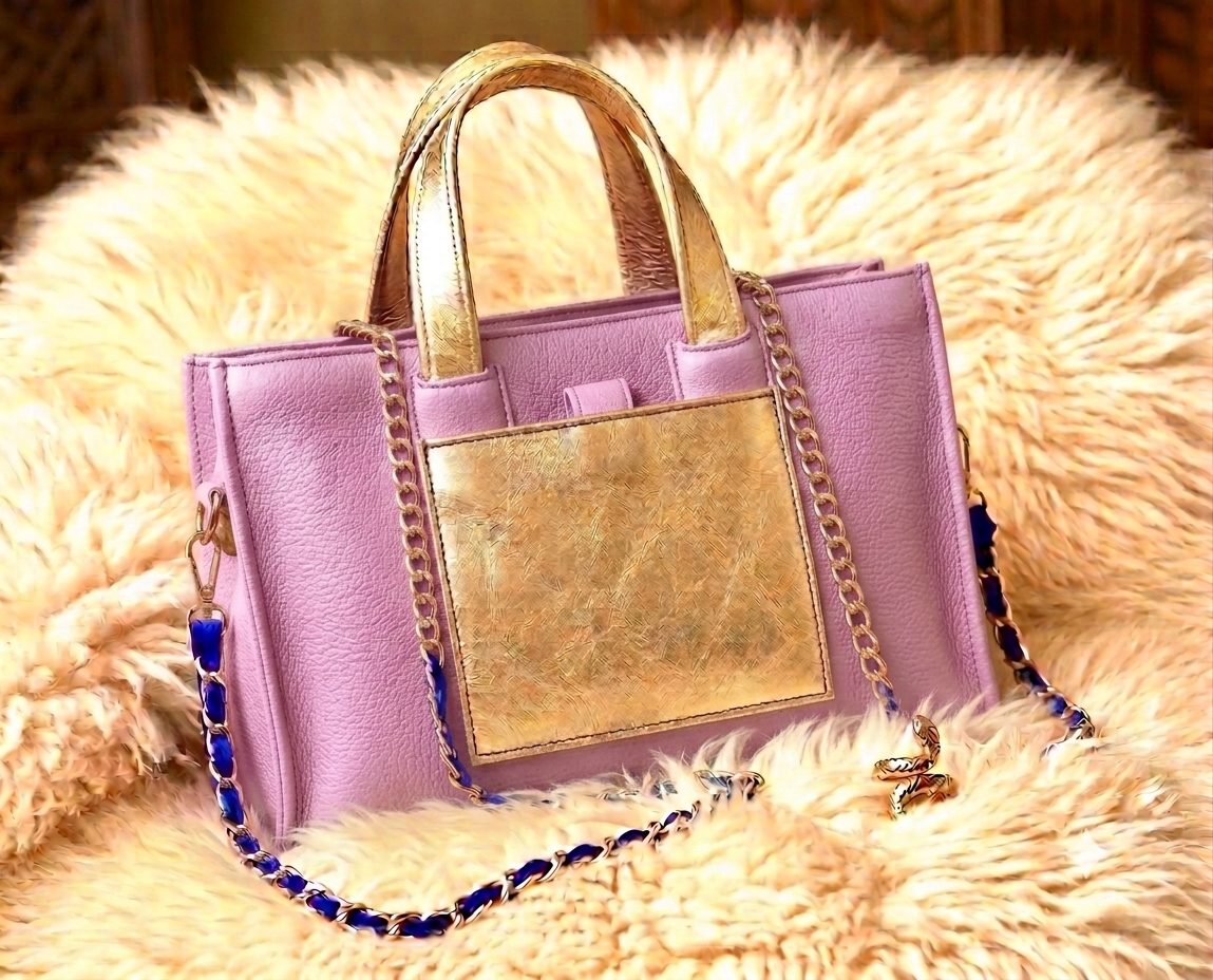 The Luxe Accent Tote – Lavender & Gold image