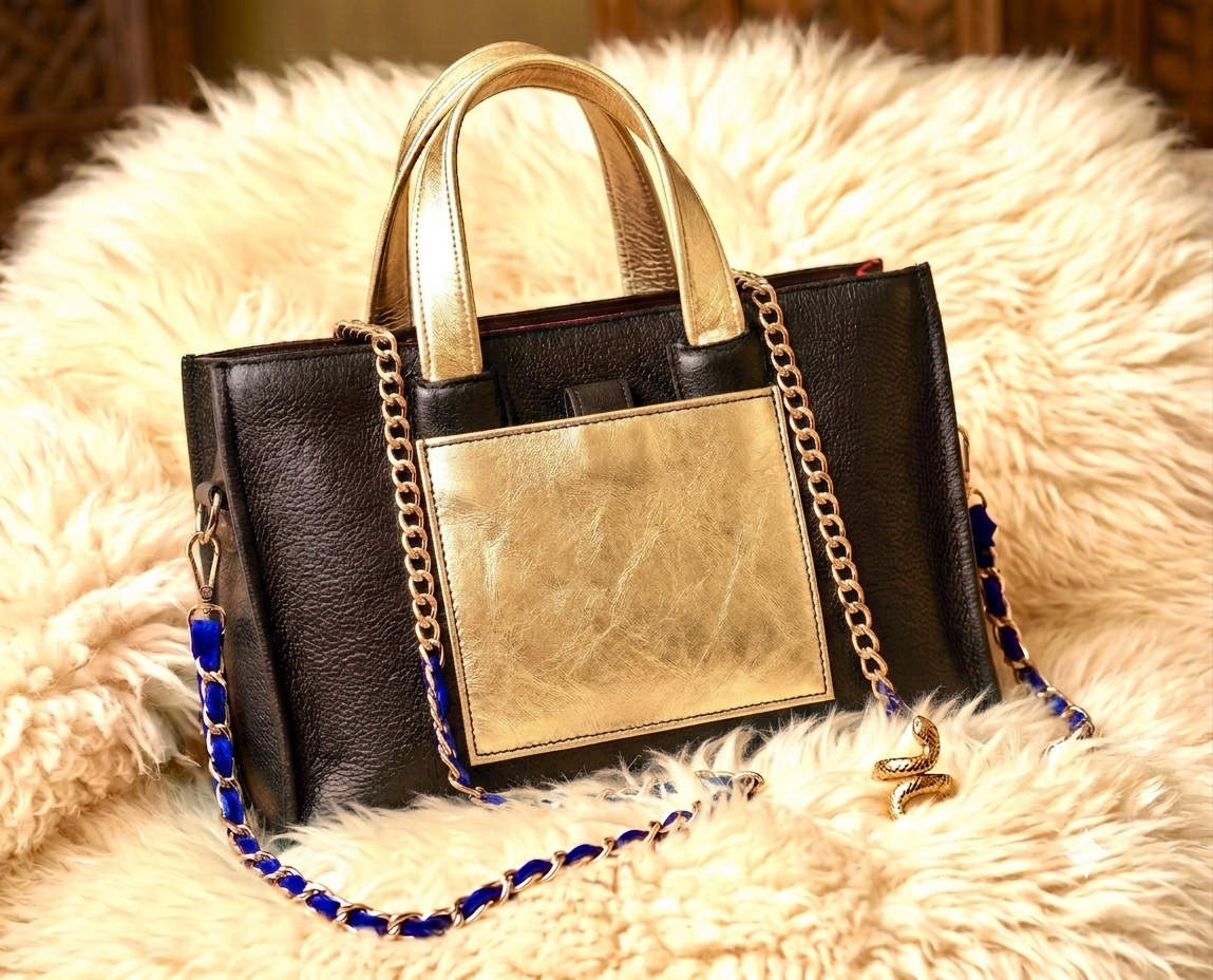 The Luxe Accent Tote – Lavender & Gold Image
