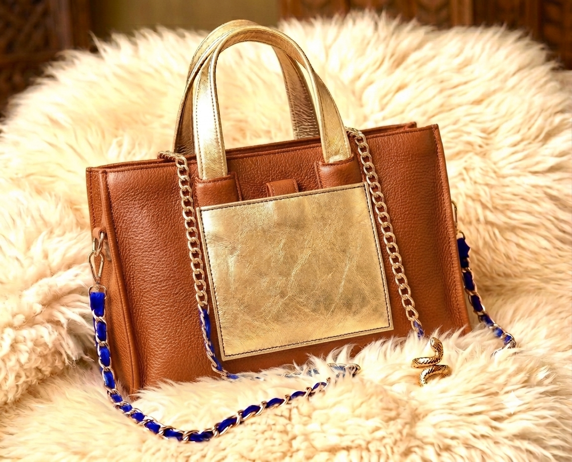 The Luxe Accent Tote – Lavender & Gold second image